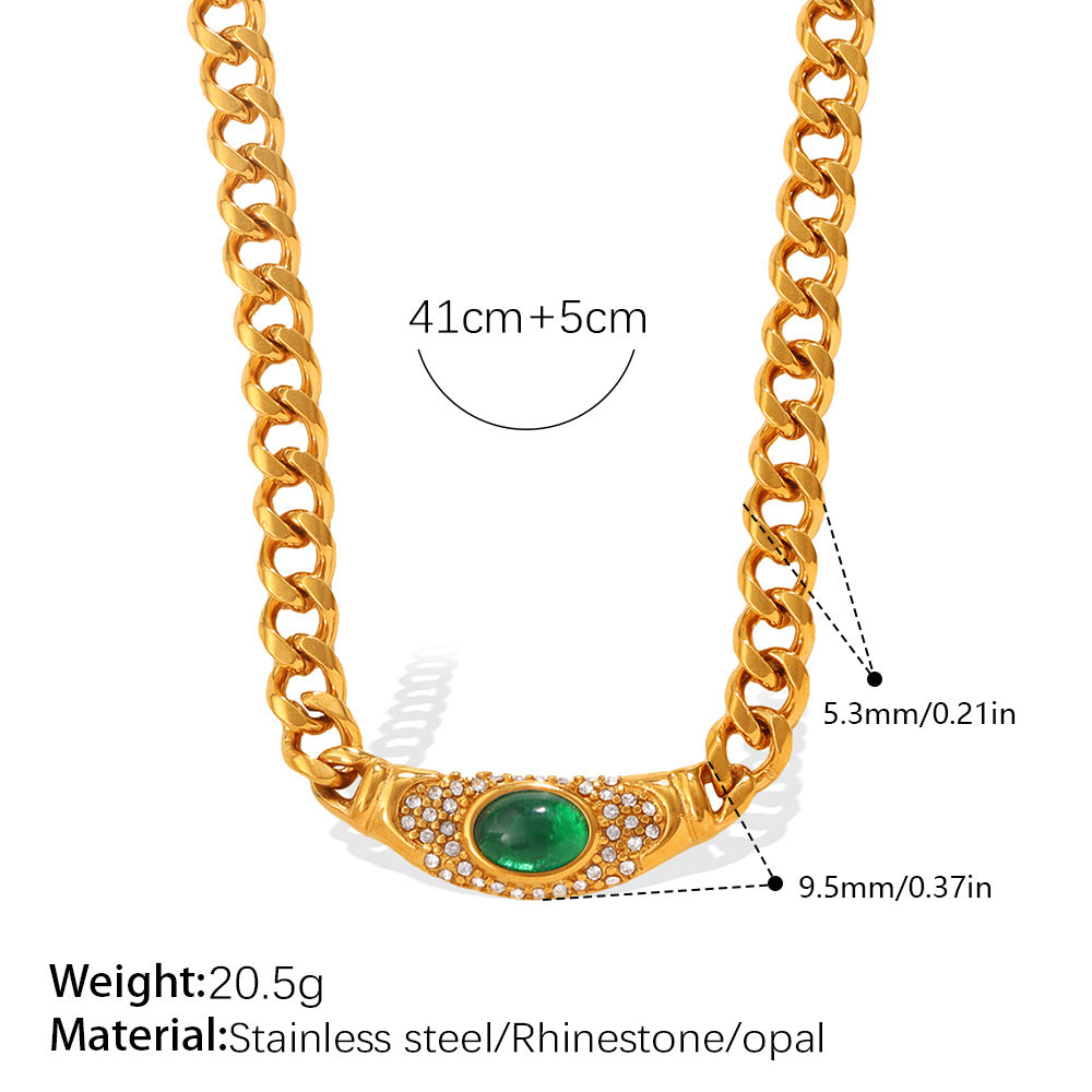 Cat's Eye Stone Geometric Choker - detail view