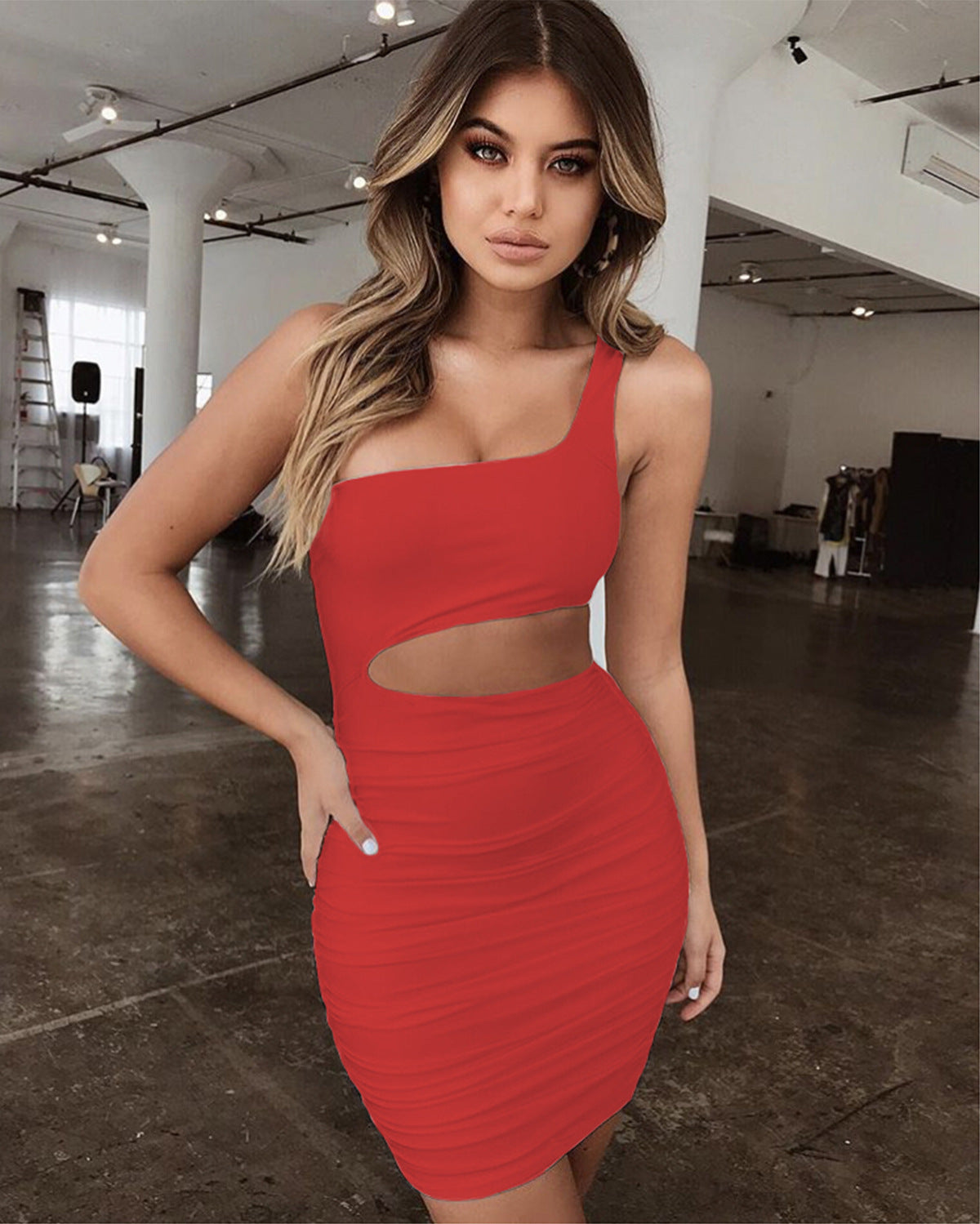 Sexy Summer Oblique Shoulder Mini Dress
