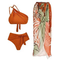 One-Shoulder Beaded 3-Piece Swimwear Set