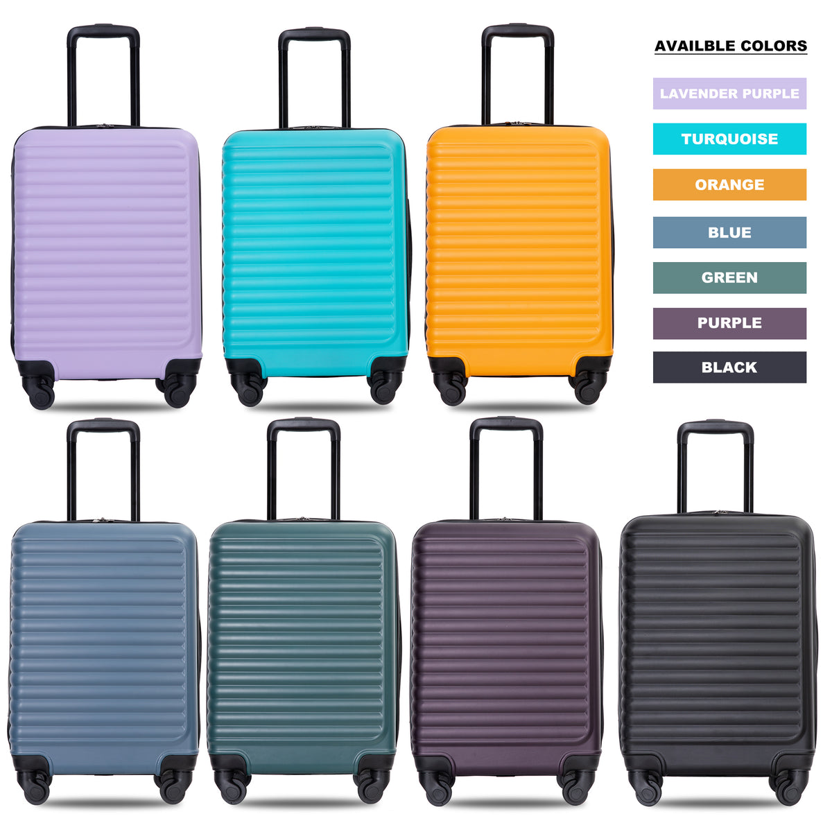 20" Carry-on Luggage Lightweight Suitcase, Spinner Wheels, Black