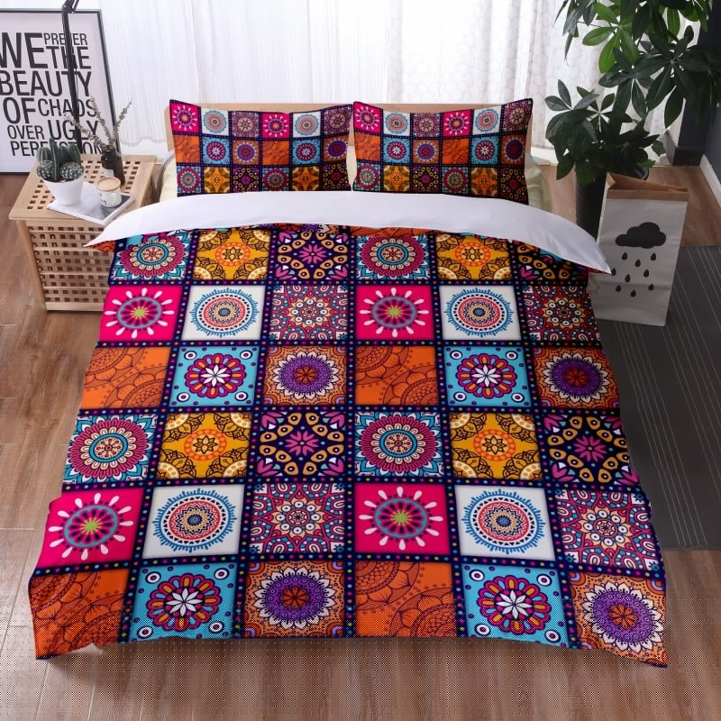 Bohemian Mandala Feather Duvet Cover Set