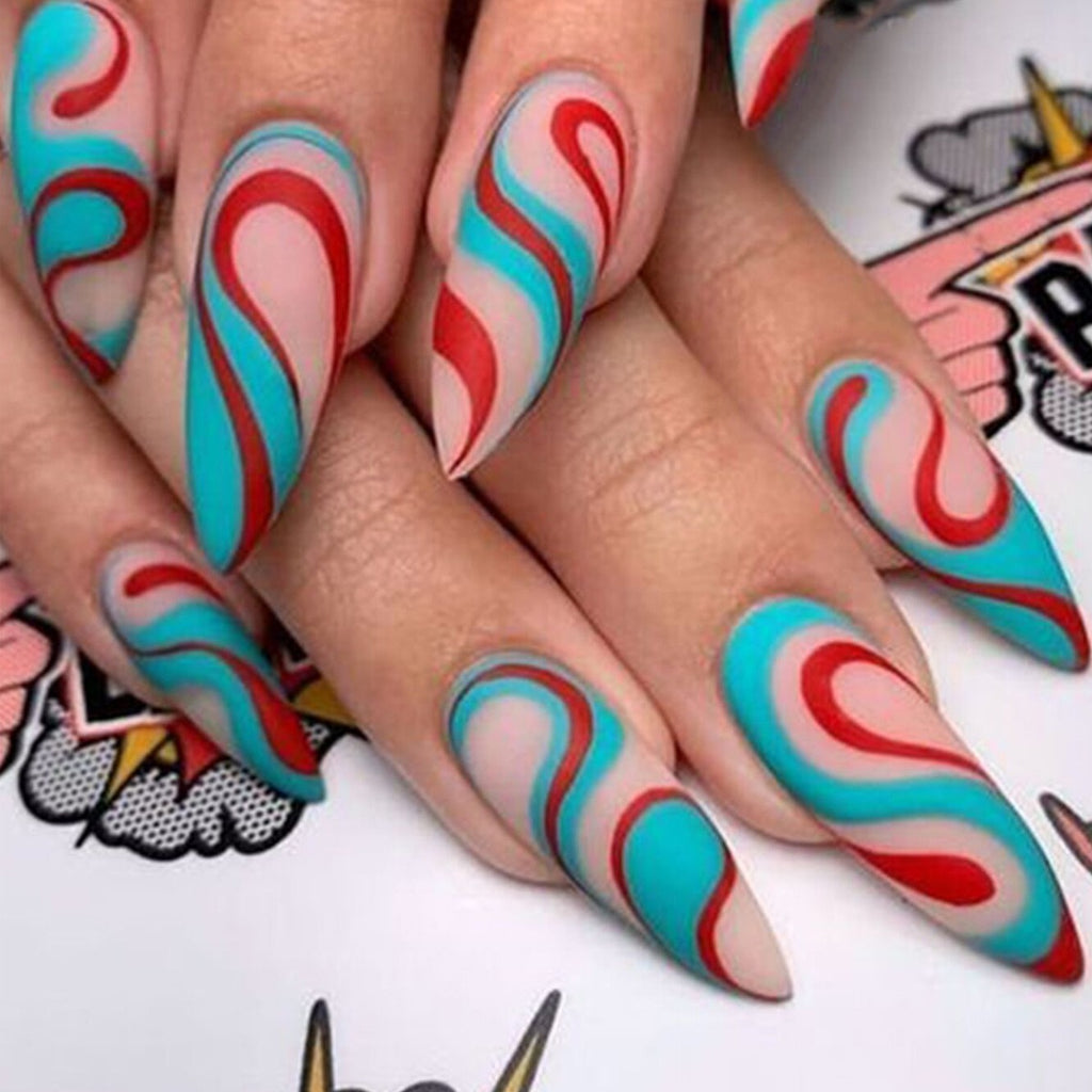 Almond Press-On Nail Art Set