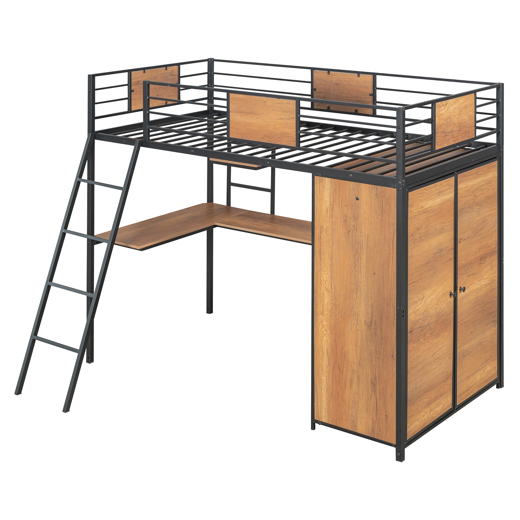 Twin Loft Bed with Desk & Wardrobe