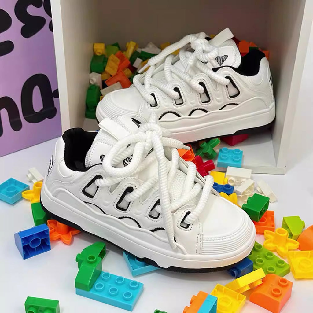 Thick-Soled Trendy White Sneakers
