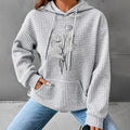 Line Art Lily Print Hooded Top