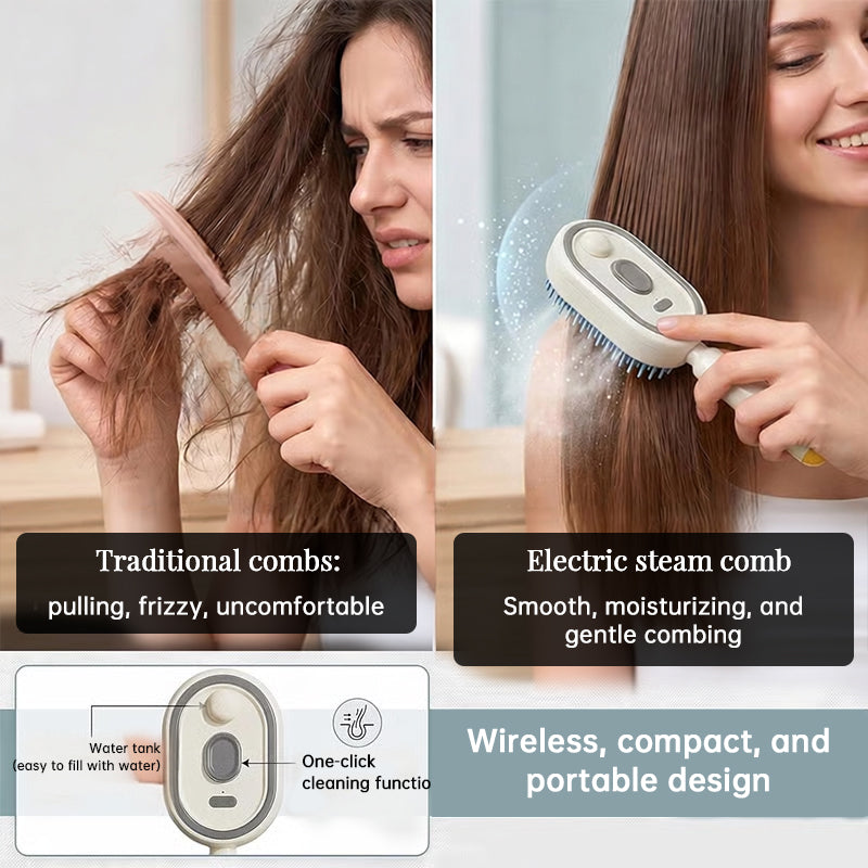 Electric Steam Hair Brush | Ionic Mist Straightening Comb | Less Breakage, Smooth Shiny Hair