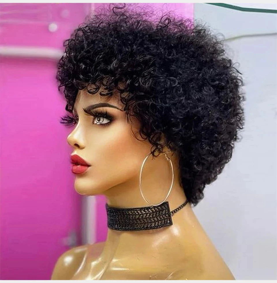 Bouncy Afro Kinky Curly Human Hair Wig - detail view