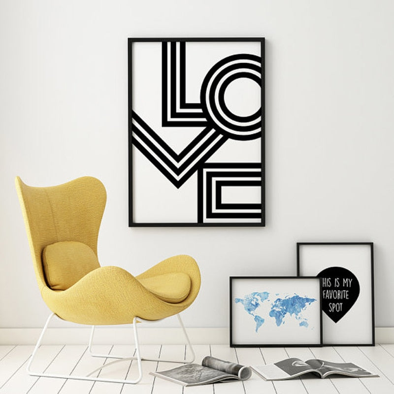Geometric "Love" Canvas Wall Art - alternate view