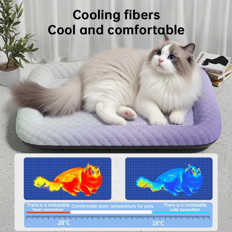 Summer Cooling Pet Pad | Breathable Cold-Silk Ice Mat | Gradient Colors | S/M/L