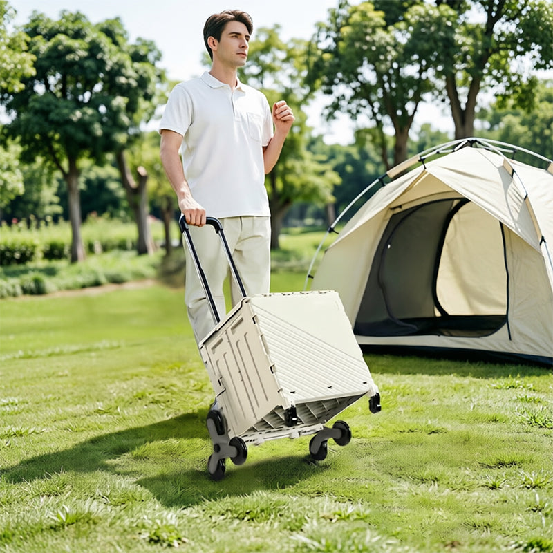 Folding Utility Cart with Lid | Rolling Storage Wagon for Shopping, Travel & Outdoors