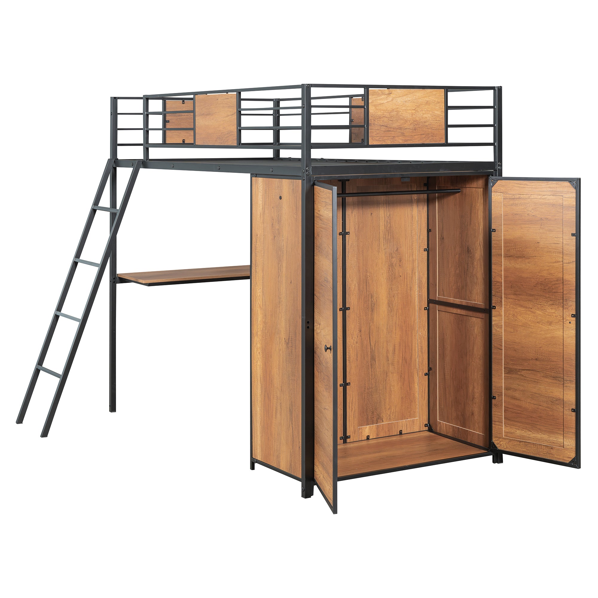 Twin Loft Bed with Desk & Wardrobe