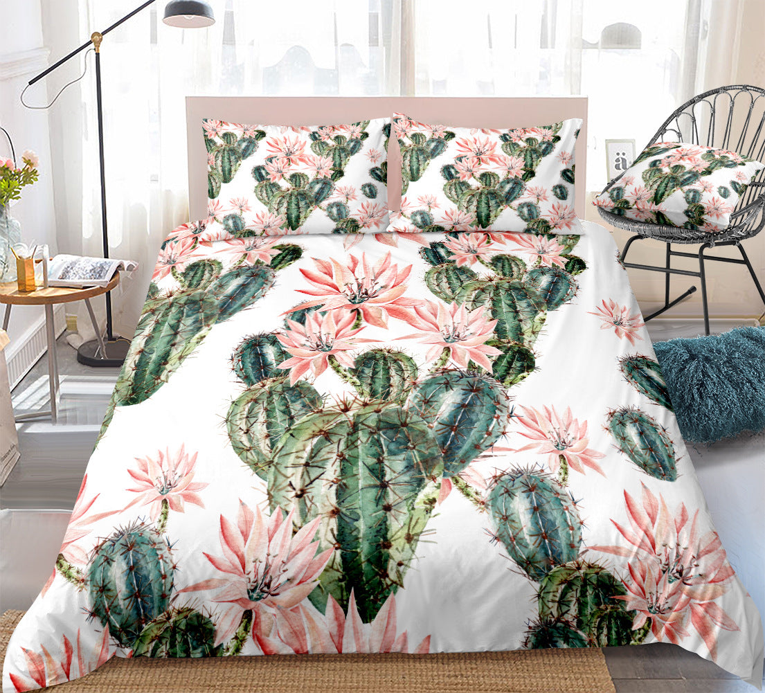 Cactus Succulent Print Bed Sheet Set