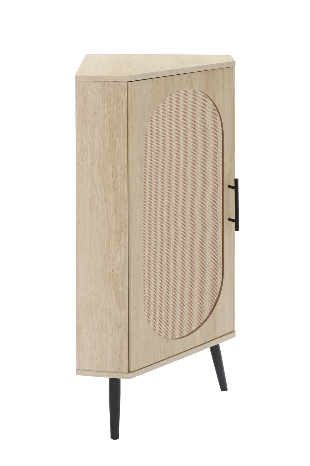 Rattan Door Freestanding Corner Cabinet