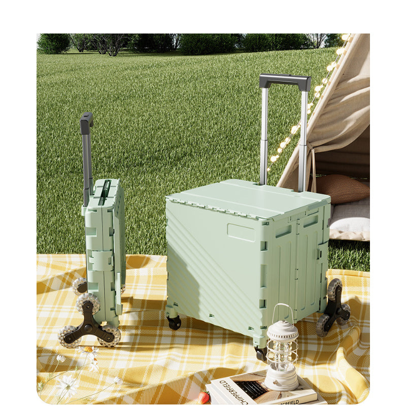Folding Utility Cart with Lid | Rolling Storage Wagon for Shopping, Travel & Outdoors