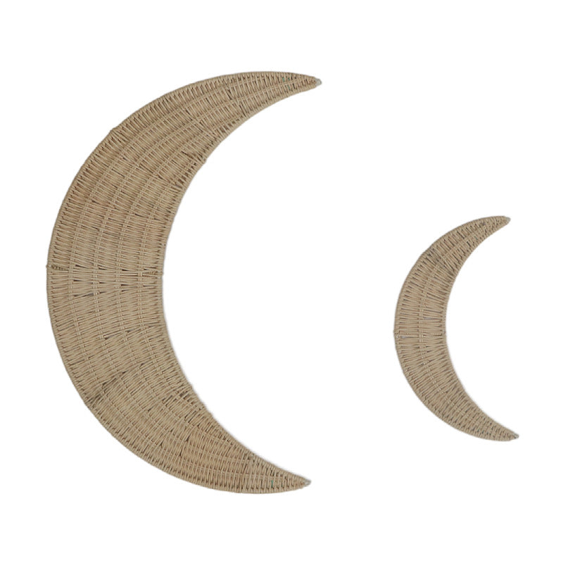 Woven Moon Wall Hanging Decor - detail view