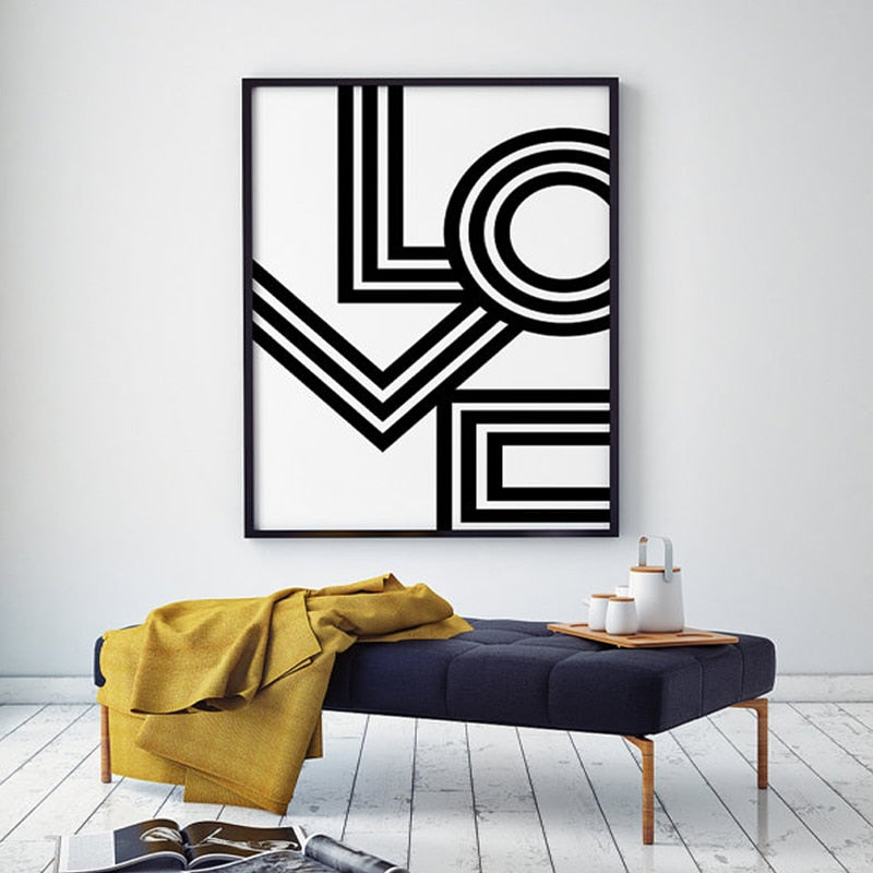 Geometric "Love" Canvas Wall Art
