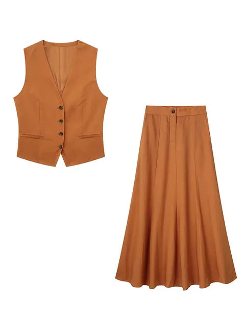 Vest Top & Midi Skirt Summer Set