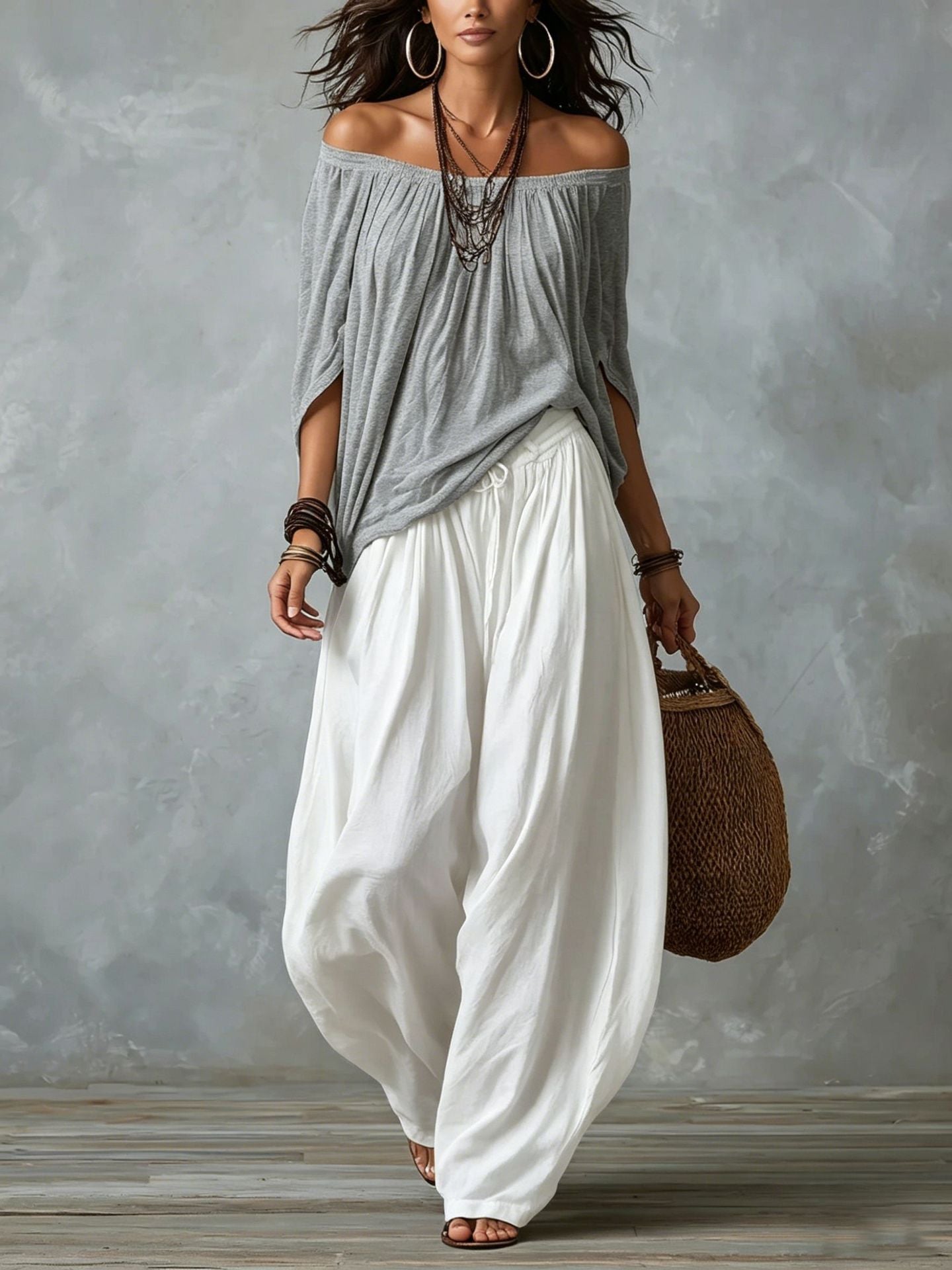 One-Shoulder Top & Wide-Leg Pants Set
