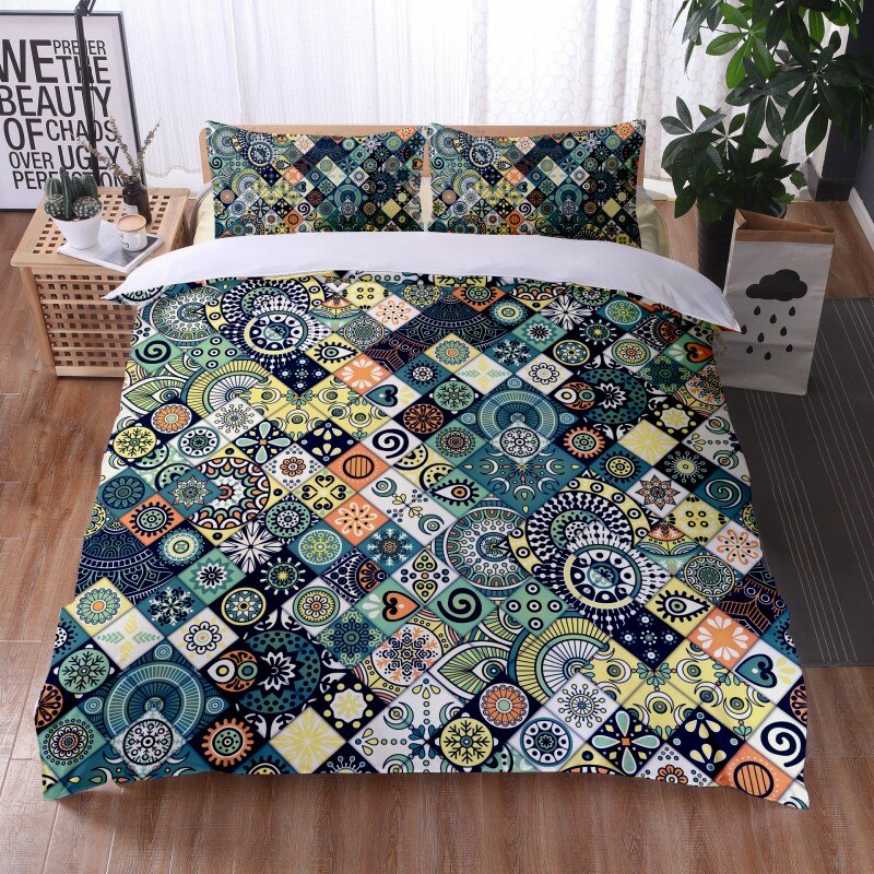 Bohemian Mandala Feather Duvet Cover Set