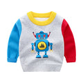 Kids' Robot Patchwork Round Neck Pullover Sweater