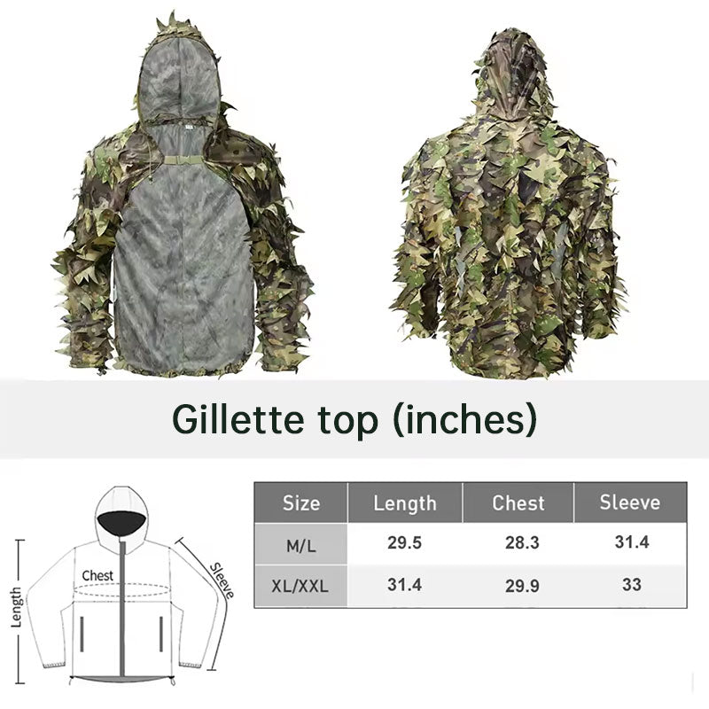 Tactical 3D Leafy Ghillie Suit with Hat