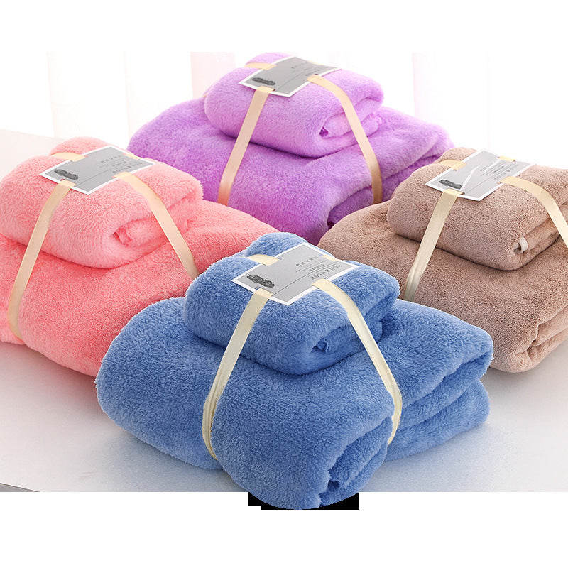 Coral Velvet Bath Towel Set