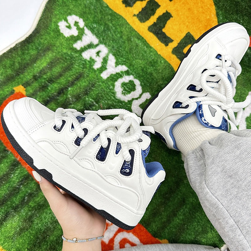 Thick-Soled Trendy White Sneakers - alternate view