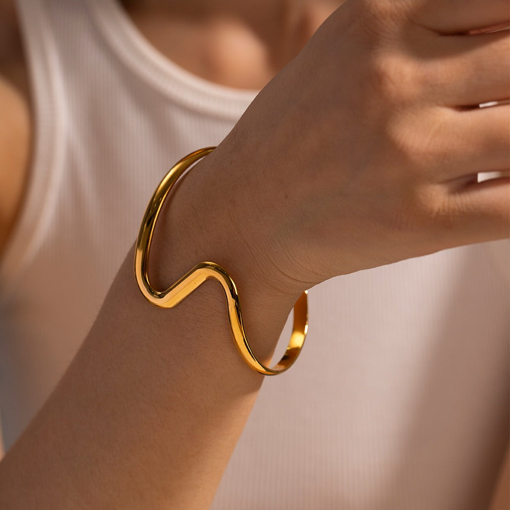 Titanium Steel S-Curve Bracelet - detail view