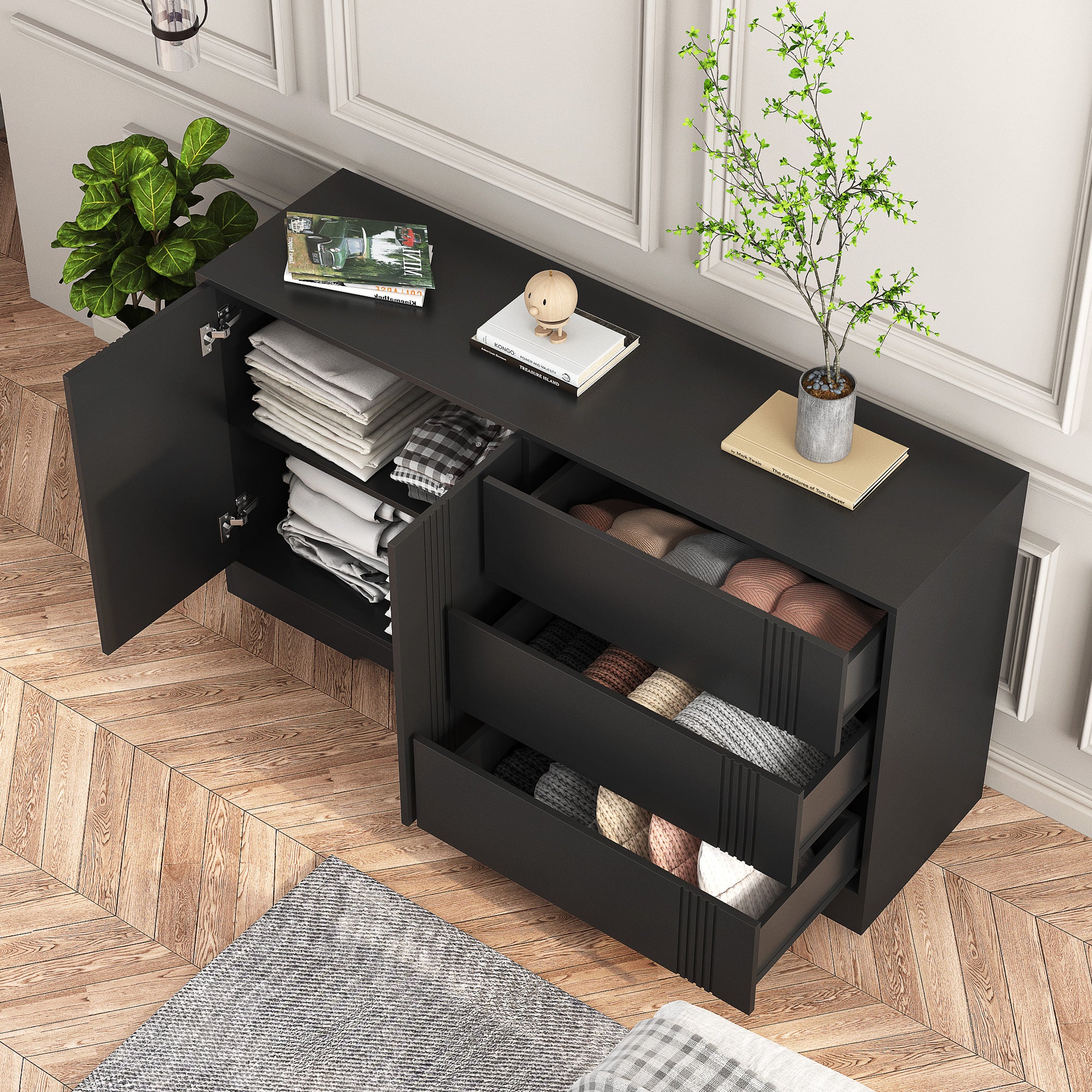 Modern Kitchen Buffet Cabinet & Coffee Bar - detail view