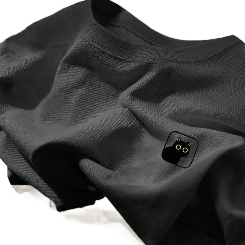 Round Neck Loose-Fit Cotton T-Shirt - alternate view