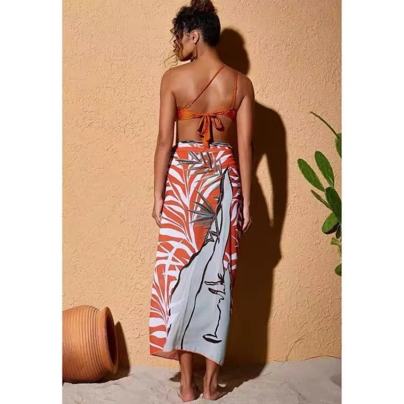 One-Shoulder Beaded 3-Piece Swimwear Set - detail view