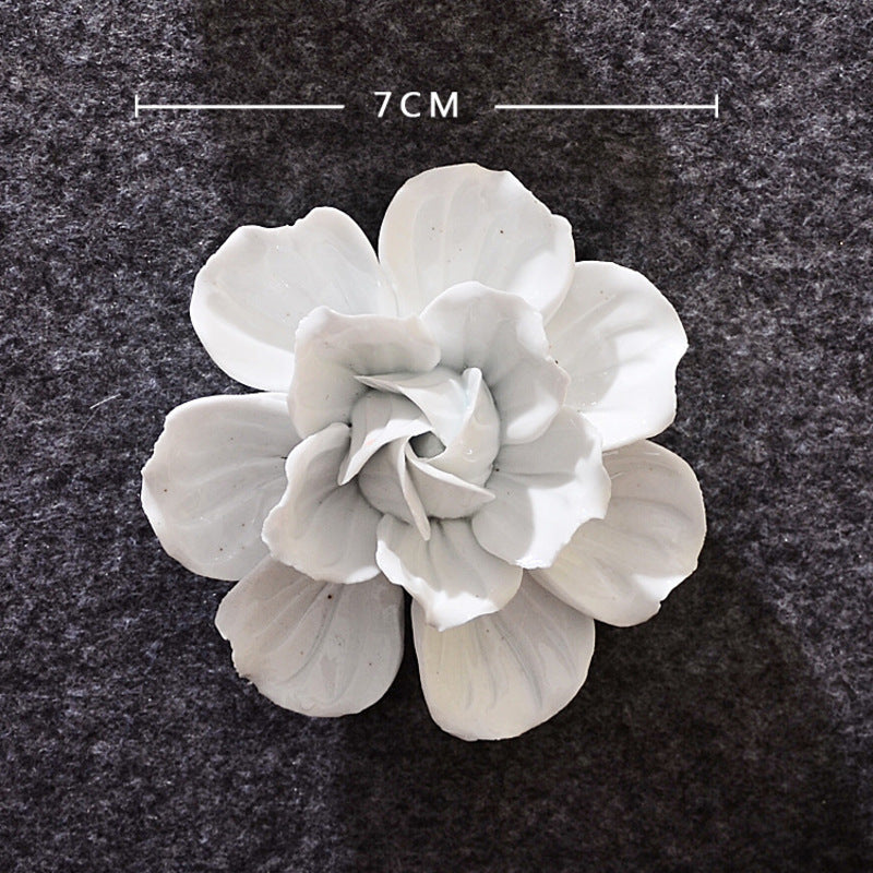 Hand-Painted 3D Ceramic Wall Flowers - detail view