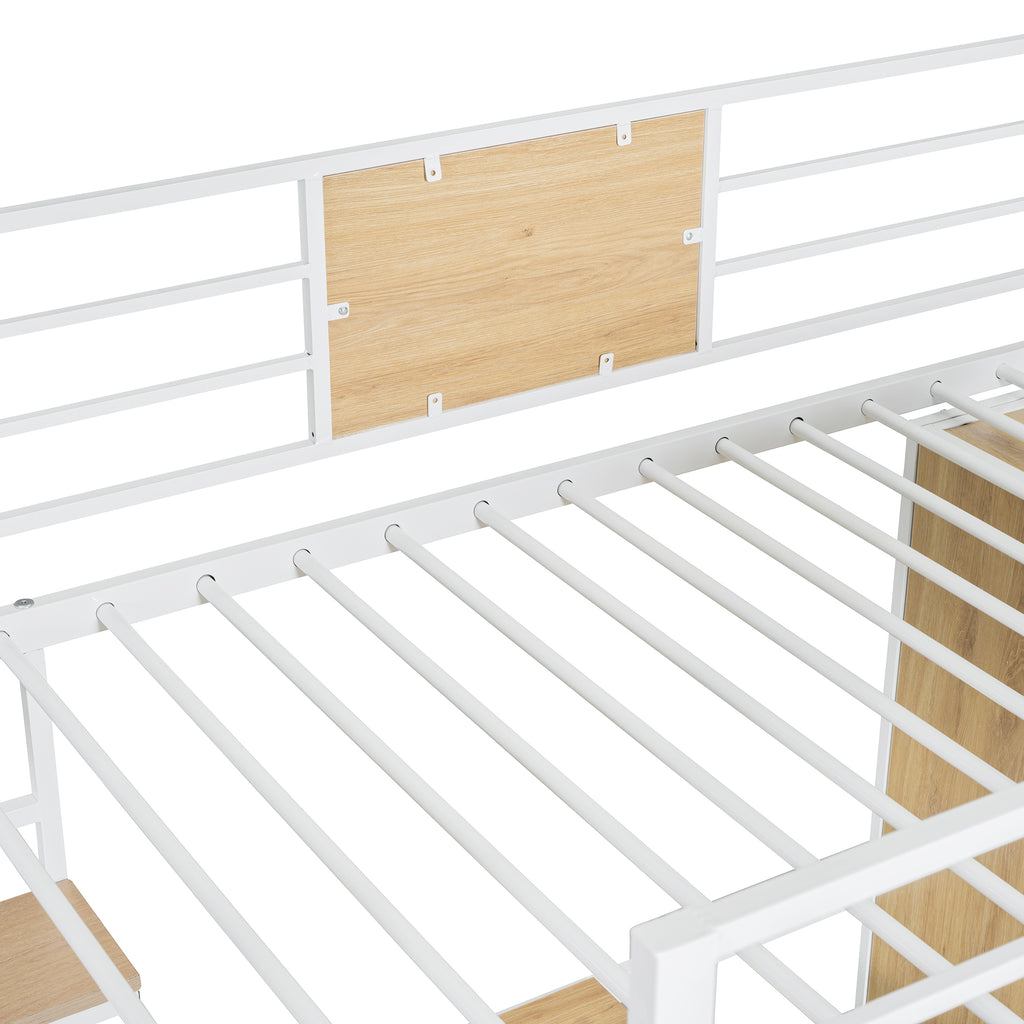 Twin Loft Bed with Desk & Wardrobe (White) - detail view