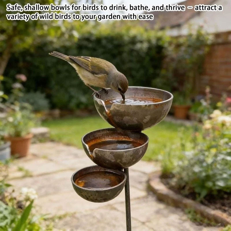 Vintage Iron Bird Bath, Garden Stake