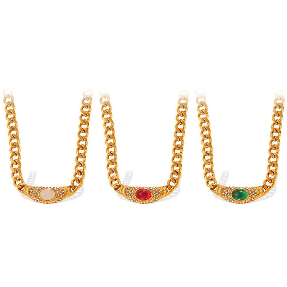 Cat's Eye Stone Geometric Choker