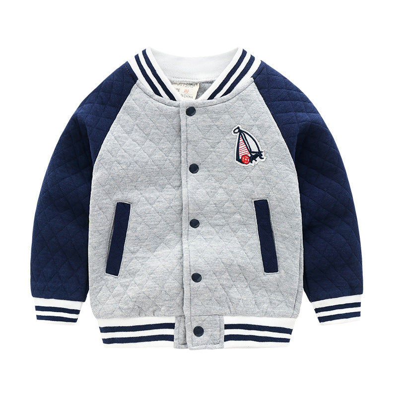 Boys' Navy Sleeve Baseball Jacket | Casual Open-Front Outerwear