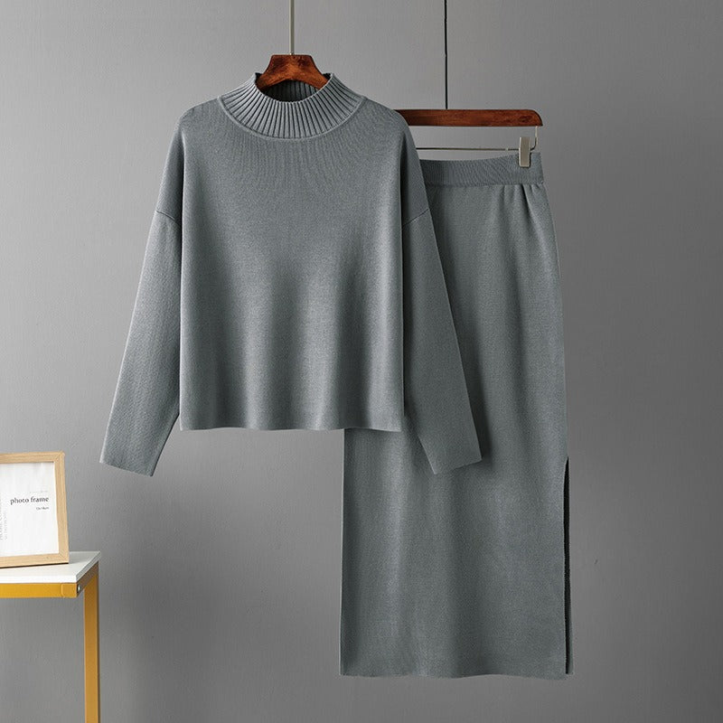 Winter Knit Turtleneck & Midi Skirt Set - alternate view