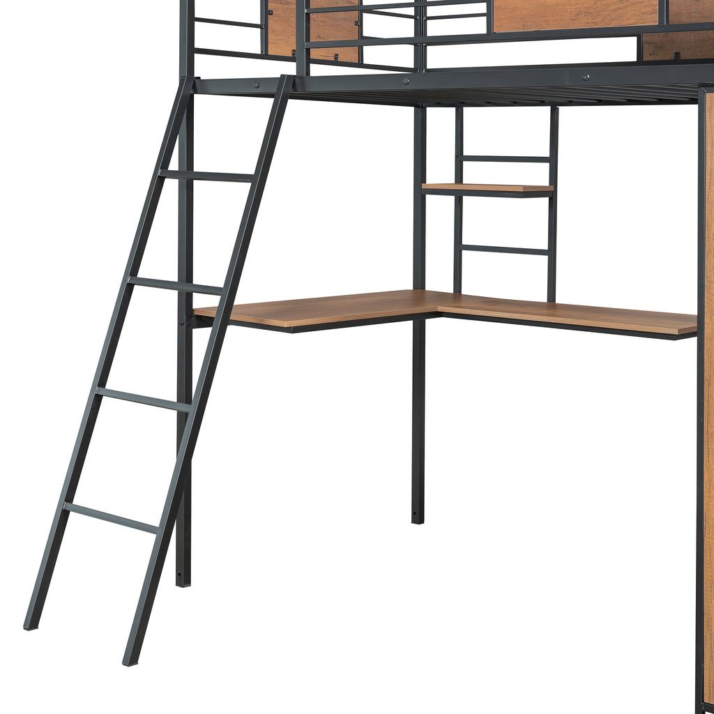 Twin Loft Bed with Desk & Wardrobe