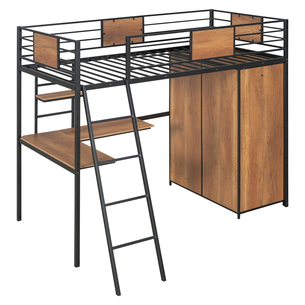 Twin Loft Bed with Desk & Wardrobe