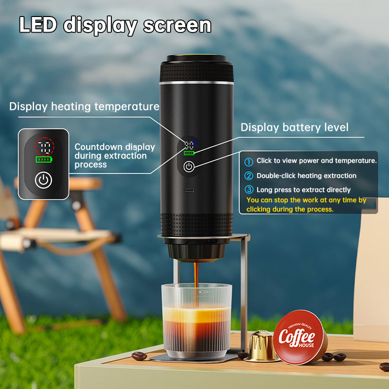 Portable Espresso Machine | Digital Display | 3-in-1 Capsule & Ground Coffee Maker