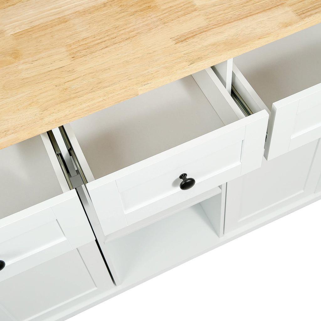 Rubber Wood Kitchen Trolley, White