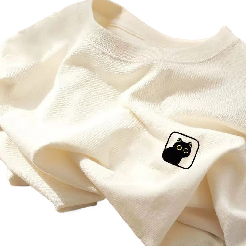 Round Neck Loose-Fit Cotton T-Shirt