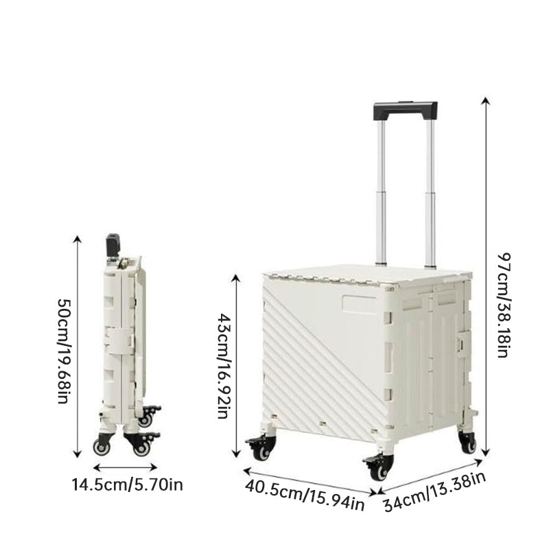 Folding Utility Cart with Lid | Rolling Storage Wagon for Shopping, Travel & Outdoors