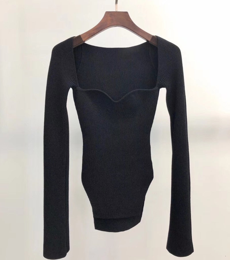 Square Collar Cashmere Sweater