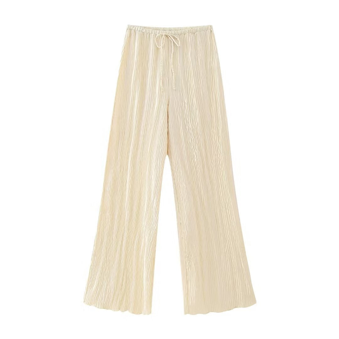 Asymmetric Halter Top & Ruched Pants Set - detail view