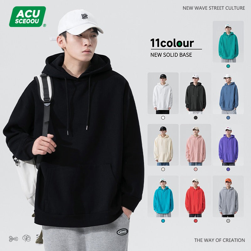 Men's Solid Color Pullover Hoodie