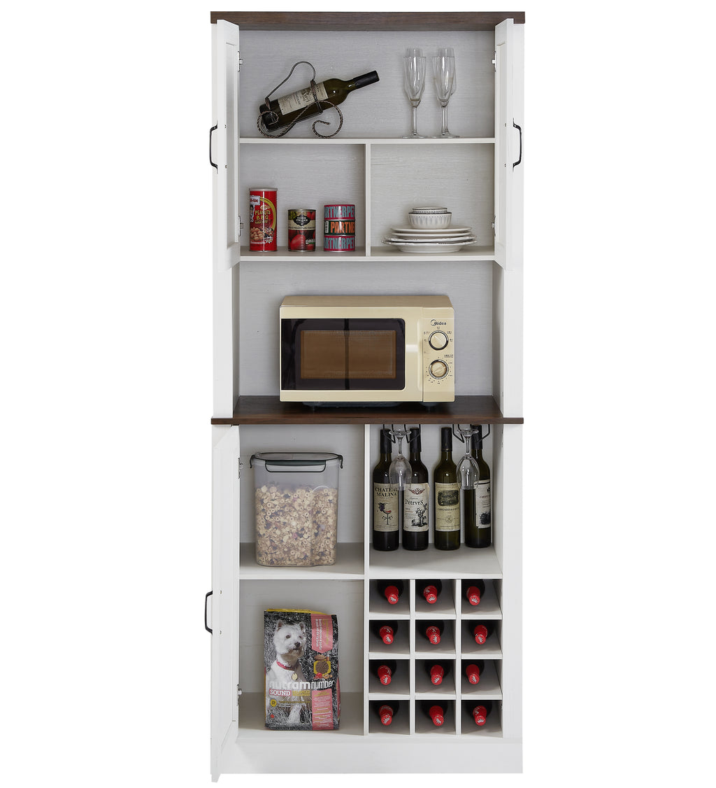 Farmhouse Faux Rattan Wine Cabinet - alternate view