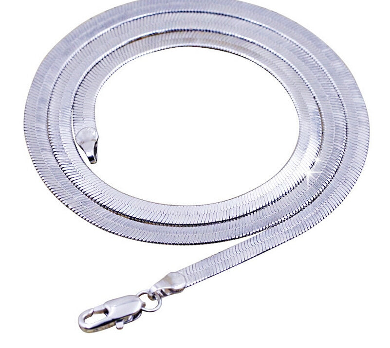 Silver Flat Snake-Chain Necklace - detail view