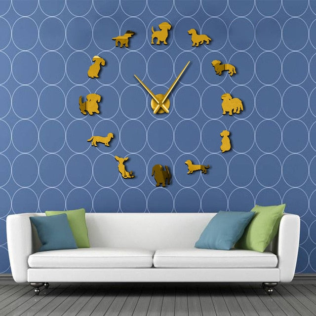 Dachshund Mirror-Effect Wall Clock