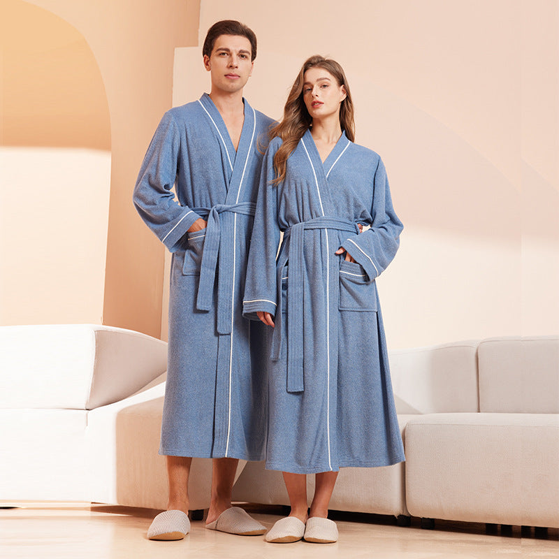 Unisex Long-Sleeve Terry Bathrobe - detail view